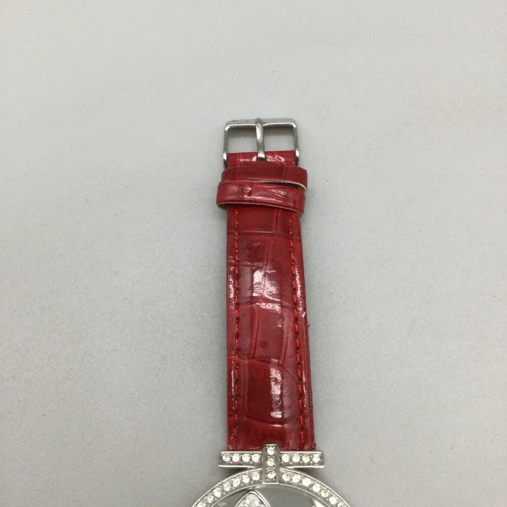 Accutime Watch Women 40mm Silver Tone MOP Dial Floating Crystals New Battery